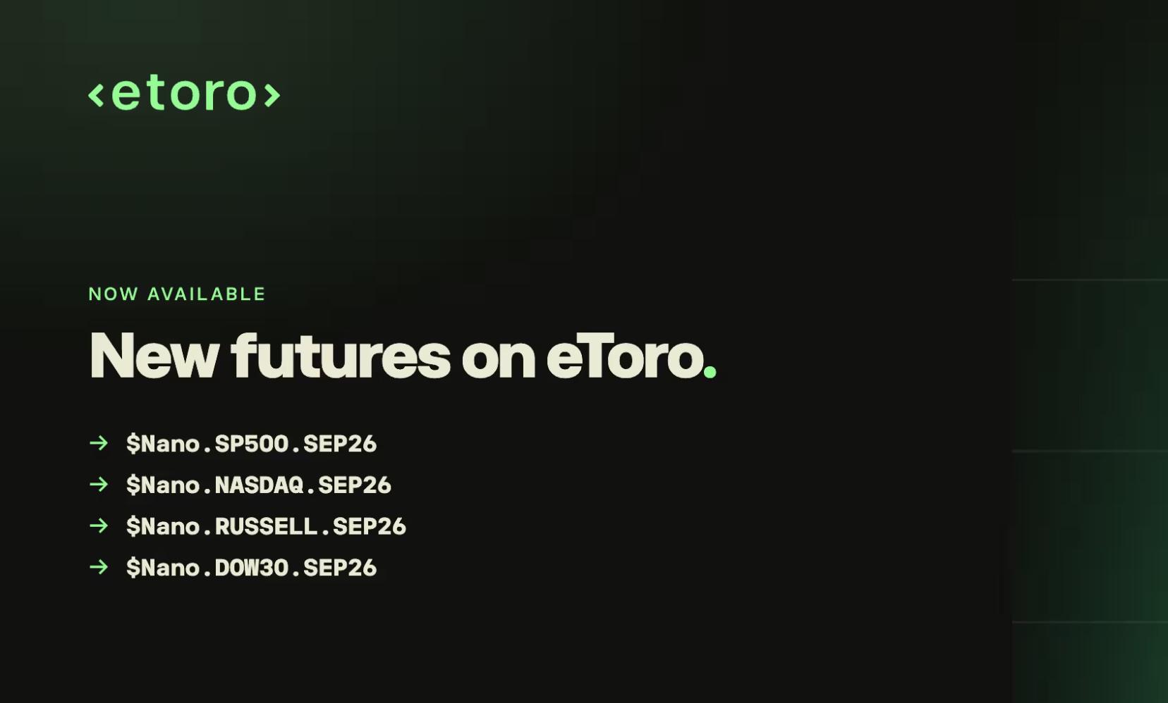 eToro Launches Nano-Sized Futures for US Indices