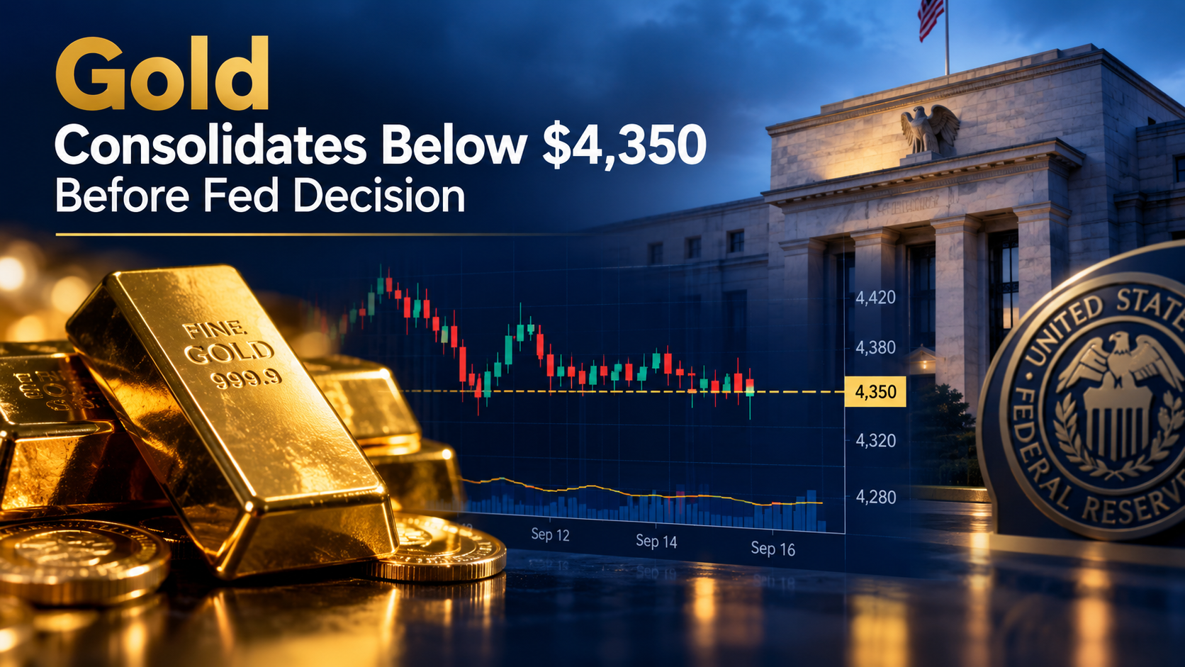 Gold Holds Below $4,350 Amid Fed Rate Decision Uncertainty